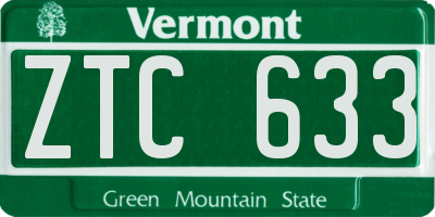 VT license plate ZTC633