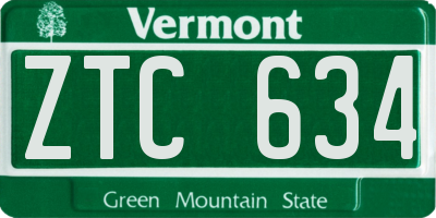VT license plate ZTC634