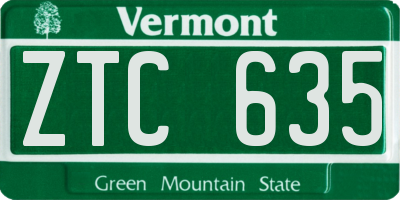 VT license plate ZTC635