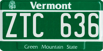 VT license plate ZTC636