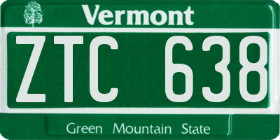 VT license plate ZTC638