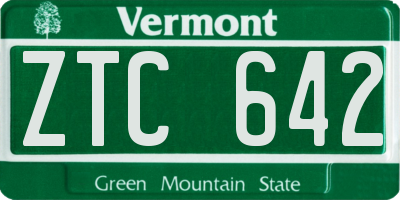 VT license plate ZTC642