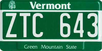 VT license plate ZTC643