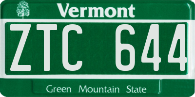 VT license plate ZTC644