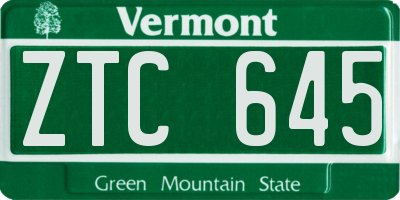 VT license plate ZTC645