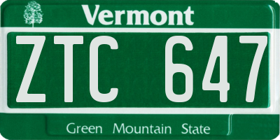 VT license plate ZTC647