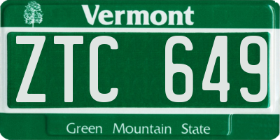 VT license plate ZTC649