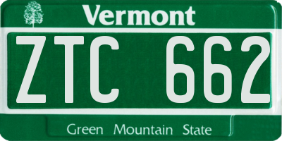 VT license plate ZTC662