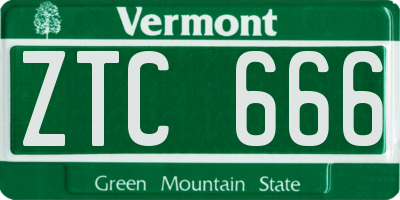 VT license plate ZTC666