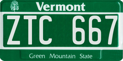 VT license plate ZTC667