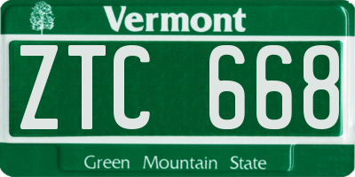 VT license plate ZTC668