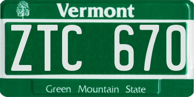 VT license plate ZTC670