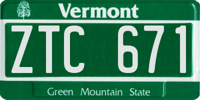 VT license plate ZTC671