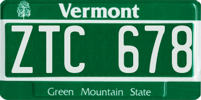 VT license plate ZTC678