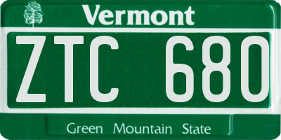 VT license plate ZTC680