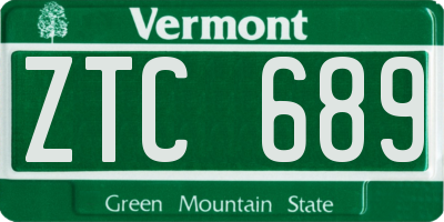 VT license plate ZTC689