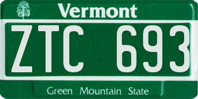 VT license plate ZTC693