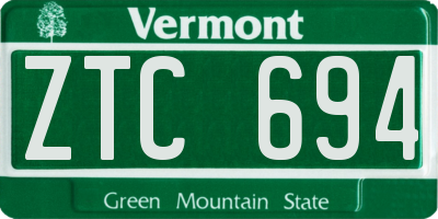 VT license plate ZTC694