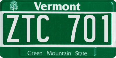 VT license plate ZTC701