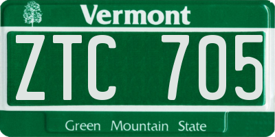 VT license plate ZTC705