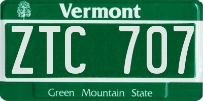 VT license plate ZTC707