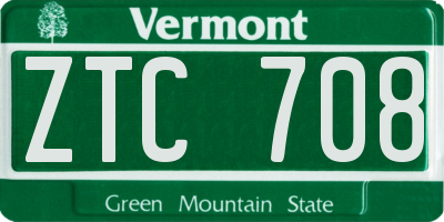 VT license plate ZTC708