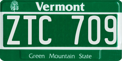 VT license plate ZTC709