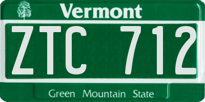 VT license plate ZTC712