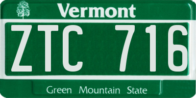 VT license plate ZTC716