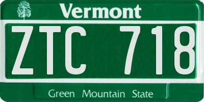 VT license plate ZTC718