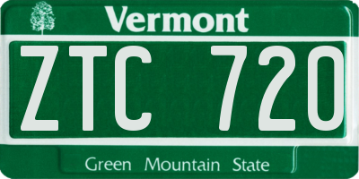 VT license plate ZTC720