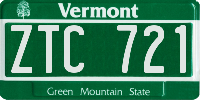 VT license plate ZTC721