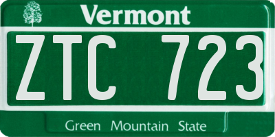 VT license plate ZTC723
