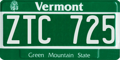 VT license plate ZTC725