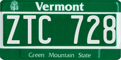 VT license plate ZTC728