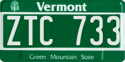 VT license plate ZTC733