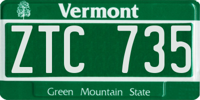 VT license plate ZTC735