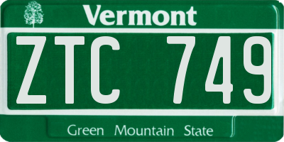 VT license plate ZTC749