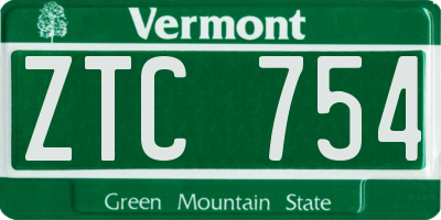 VT license plate ZTC754