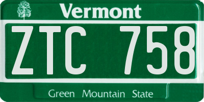 VT license plate ZTC758