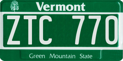 VT license plate ZTC770