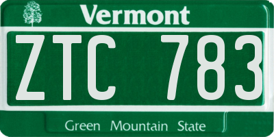 VT license plate ZTC783