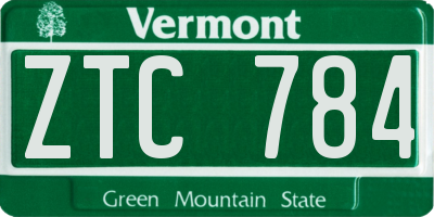 VT license plate ZTC784