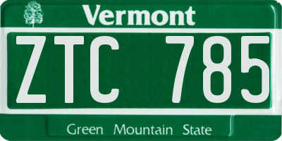 VT license plate ZTC785