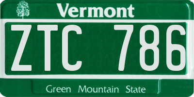 VT license plate ZTC786
