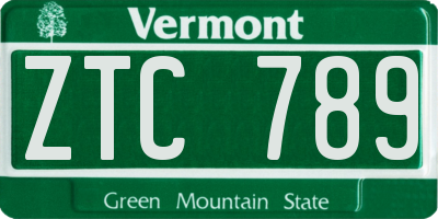 VT license plate ZTC789