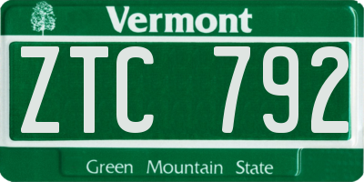 VT license plate ZTC792