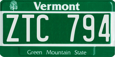 VT license plate ZTC794