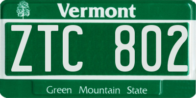 VT license plate ZTC802