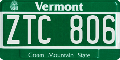 VT license plate ZTC806